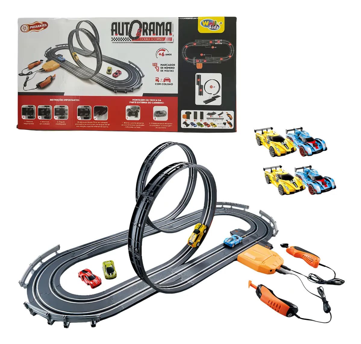 Pista Autorama Elétrica Com 3,40 Metros Double Looping