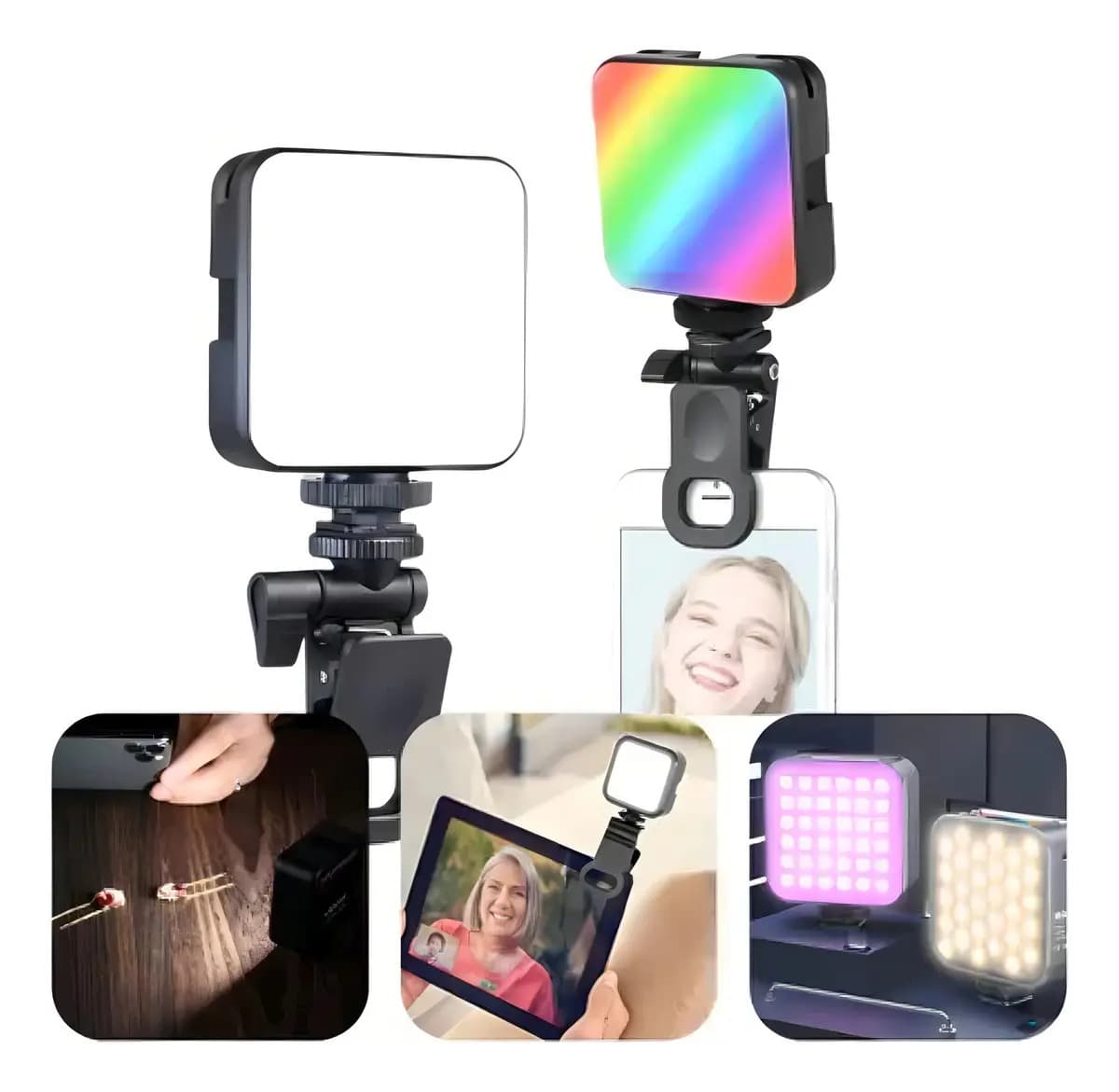 Rgb Luz Iluminação P/ Gravar Portátil Clipe Hmaston - Zb03 Cor Preto