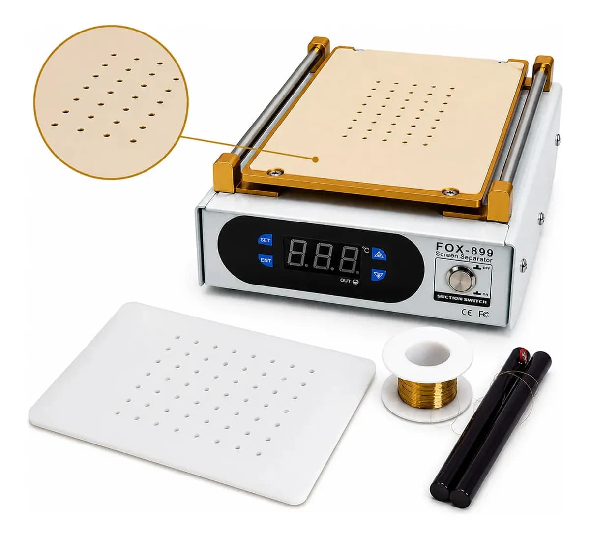 Máquina Separadora Touch Sucção Vácuo Fox 899 Lcd 110v/220v Bivolt + Fio Molibdênio + Manta Silicone | Assistência Celular Profissional