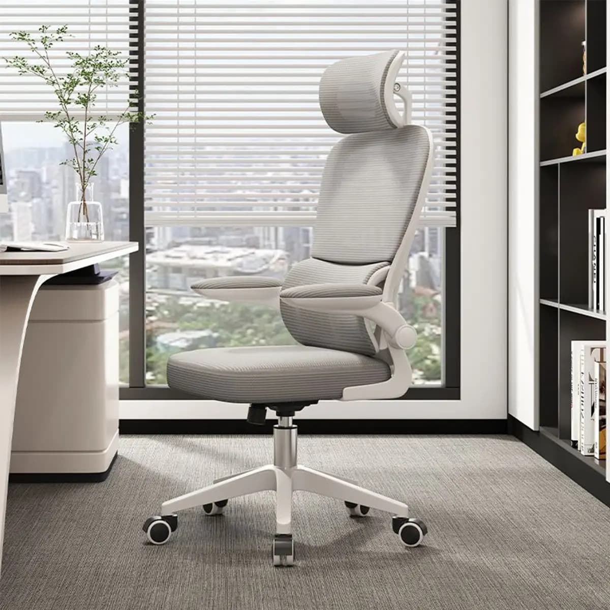 Cadeira Escritório Ergonômica Python Fly B07 Cinza Com Suporte Lombar