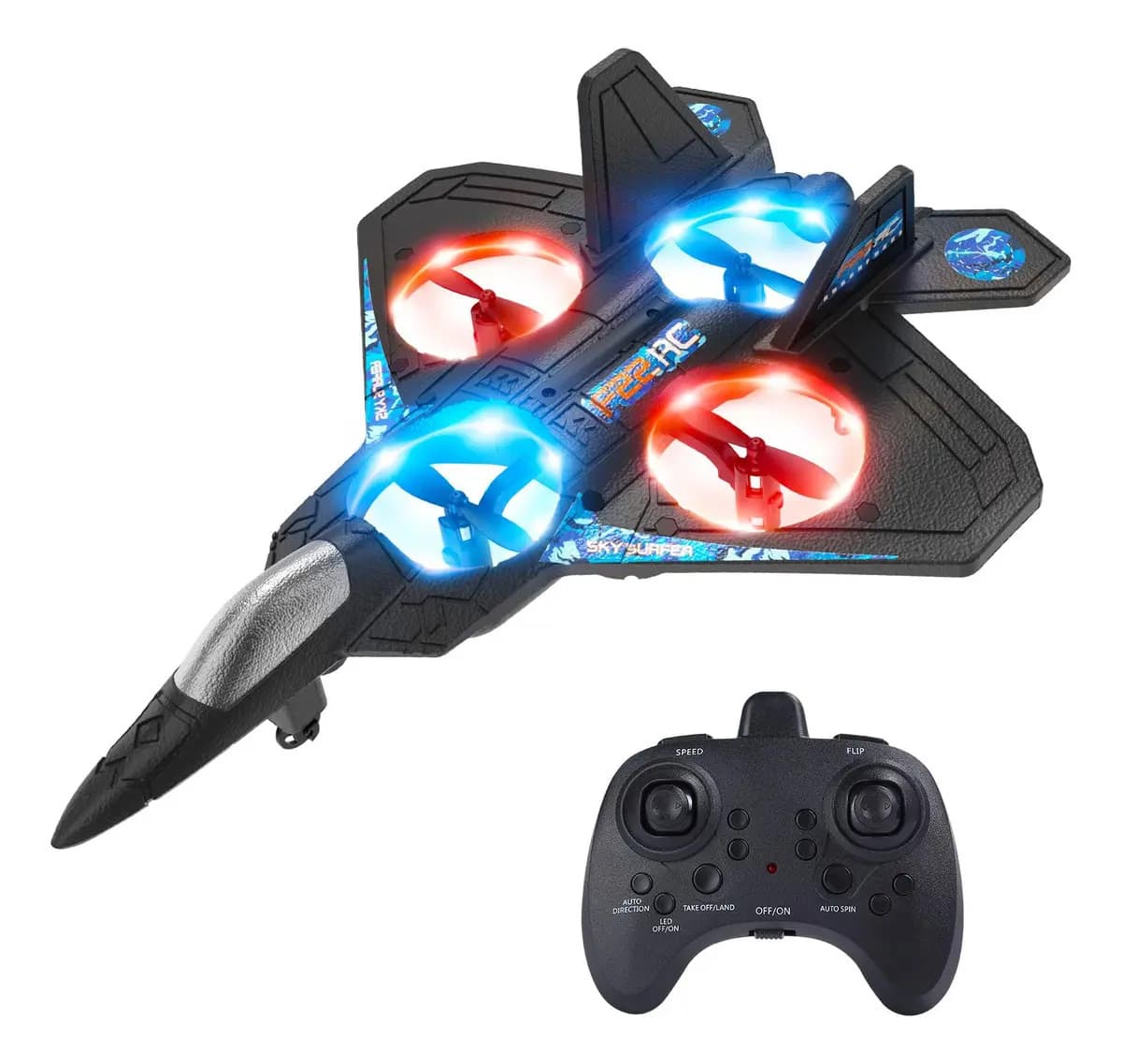 Drone Design Avião Combat Kshop para Crianças Iniciantes Rc Aircraft Luzes Preto controle Remoto 2.4ghz 4 motores Fácil de Pilotar