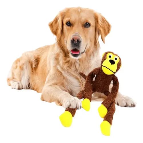 Brinquedo de Pelúcia Macaco Grande Savana Pet Para Cães Com Som e Apito