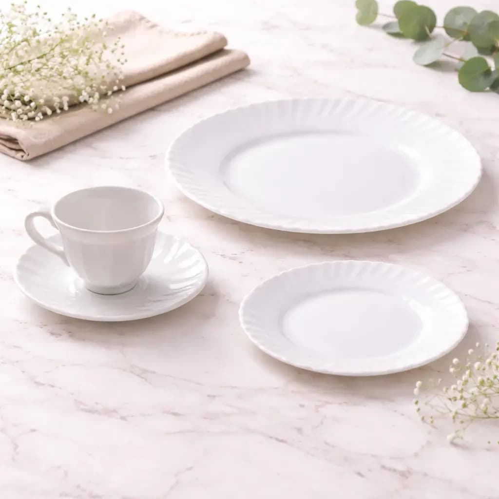 Aparelho De Jantar E Chá Lush Em Vidro 16 Peças Cor Branco