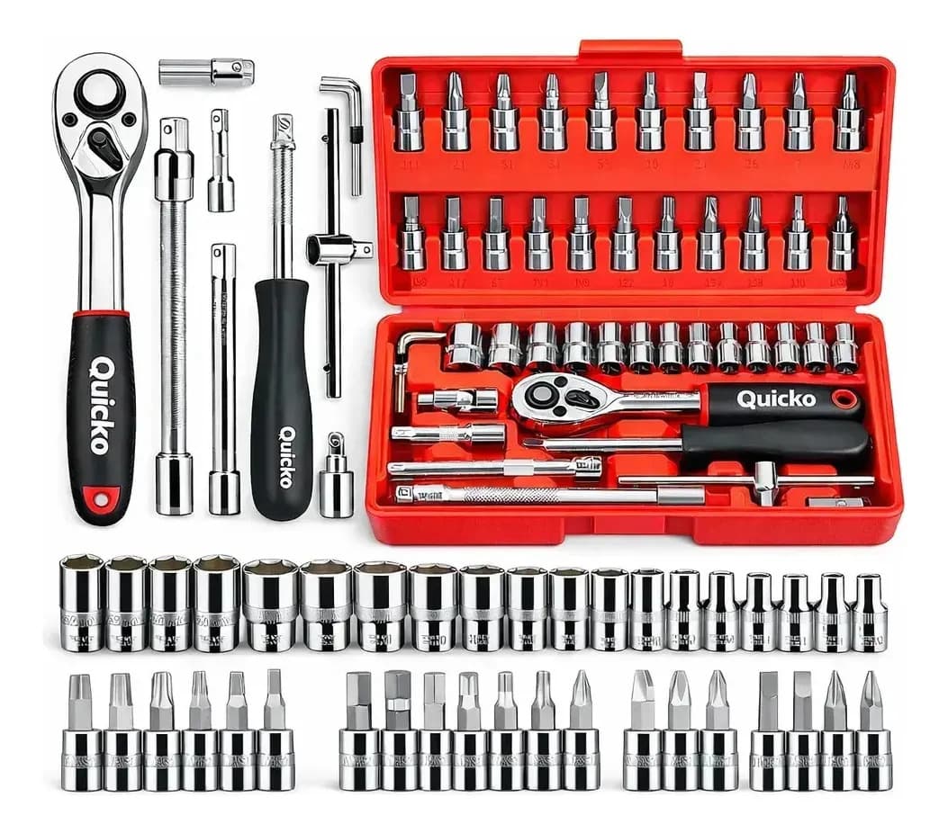 Kit Ferramentas Quicko 46 Peças com Soquetes e Chaves de Fenda, Catraca e Allen