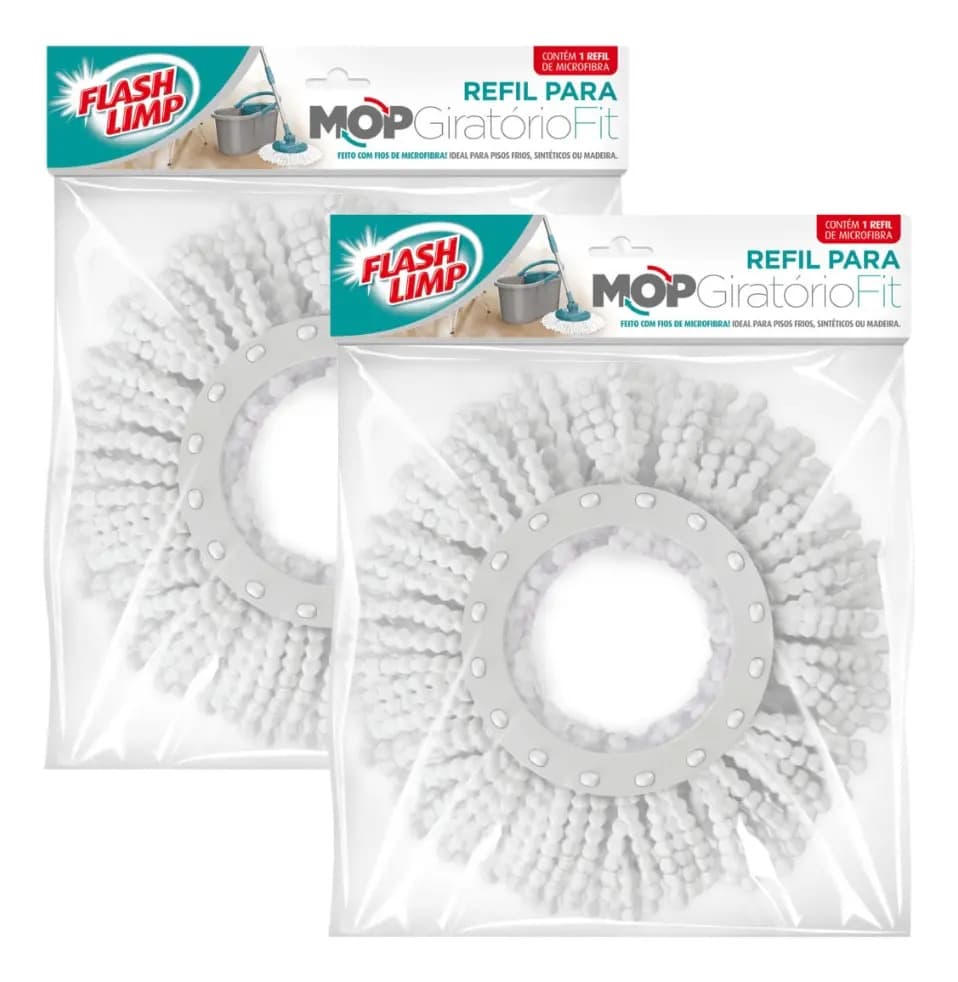 Kit 2 Refil Para Mop Giratorio Fit Esfregão de Microfibra Rmop5011 Flash limp