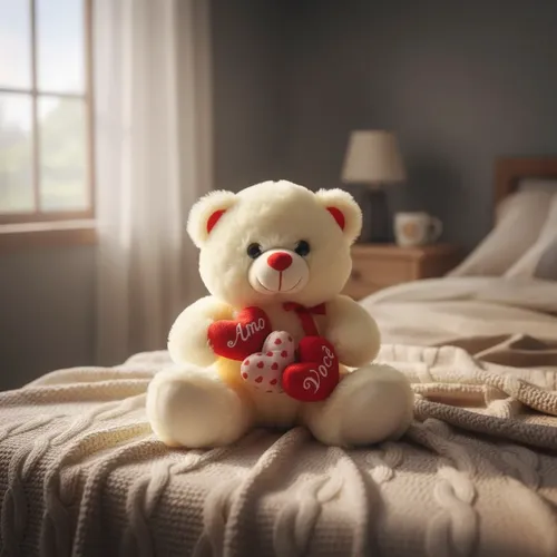 Urso De Pelúcia 3 Corações Eu Te Amo Namorados Amor Ursinho