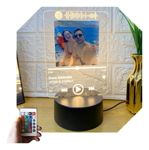 Luminária Spotify Dia Dos Namorados Presente Led Rgb Control