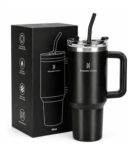 Copo Térmico Gigante 1,2l Inox Com Tampa E Inox Canudo - R$ 48,98