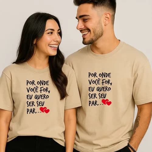 Kit 2 Camisetas Casal Love Dia Dos Namorados Seu Par Algodão