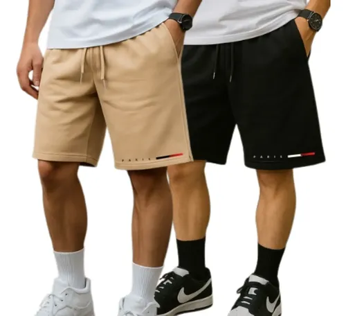 Kit 02 Bermuda Casual Short Moletom Maculina Academia Treino - R$ 60,26