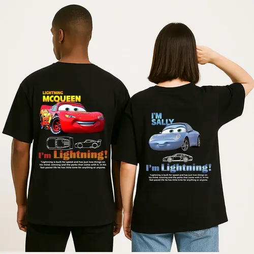 Kit Camiseta Namorado Casal Relâmpago Mcqueen Sally Carros