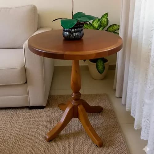 Mesa Lateral Vintage Pé Torneado Castanho - R$ 392,96